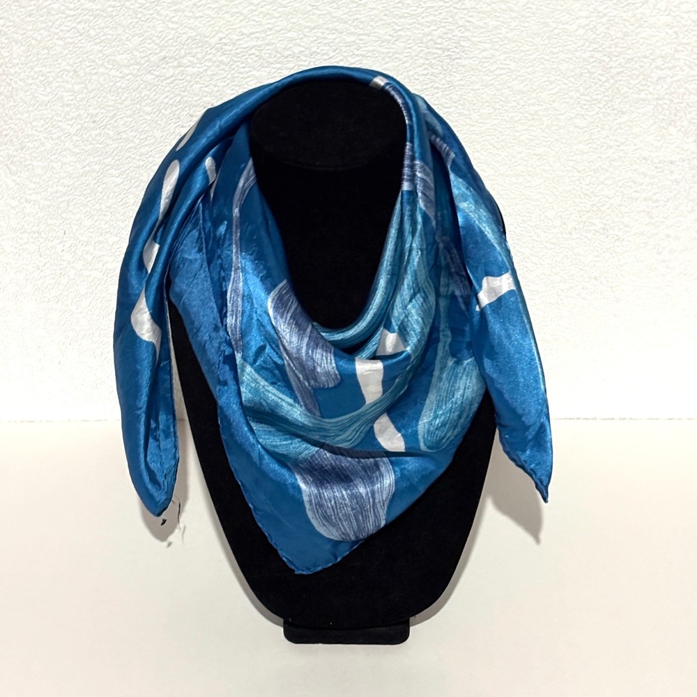Square Scarf Womens OS Blue Abstract Print Silky Accessory Abstract Artsy Silky